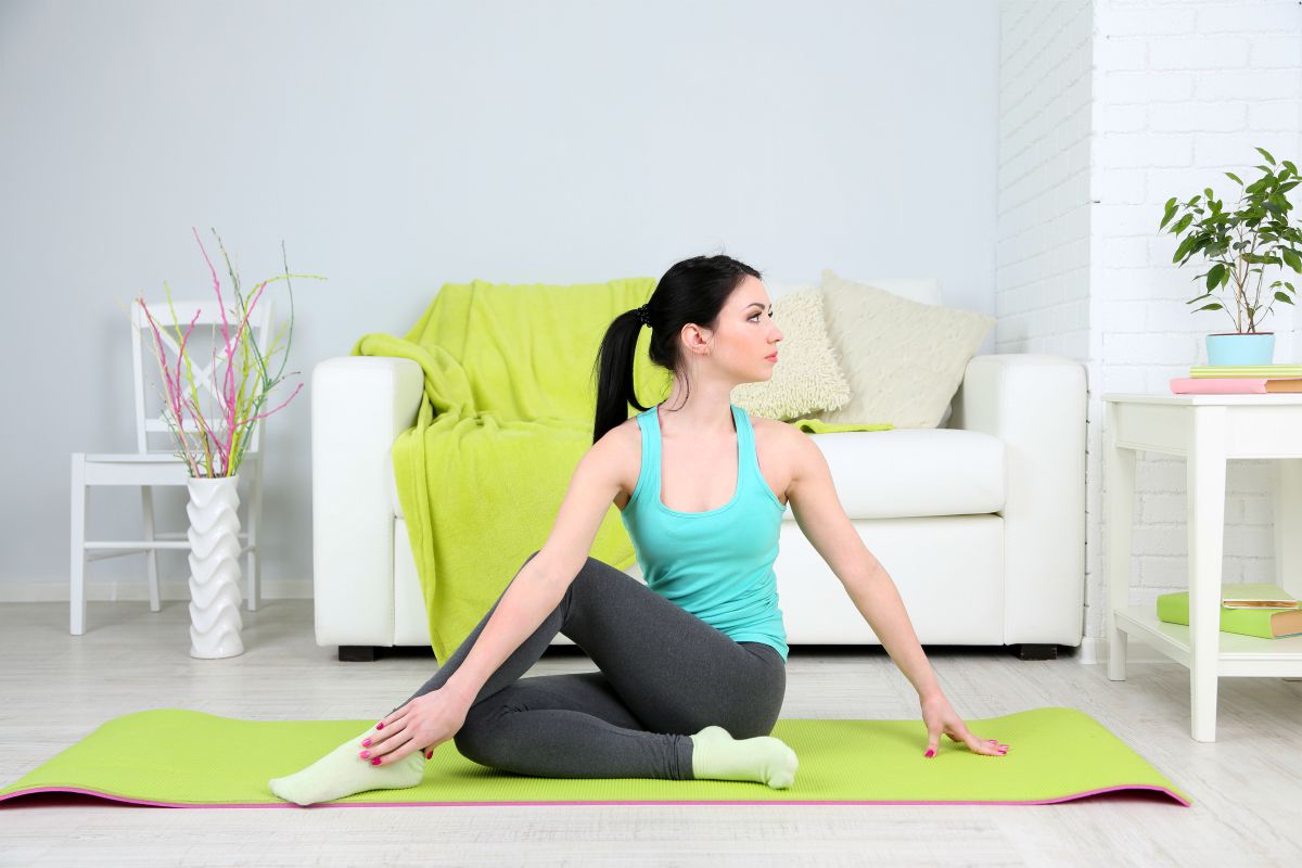 Young Woman Doing Yoga Home Hypothyroidism Exercise Ss